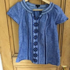 Talbots Petites Linen Blouse Size Small